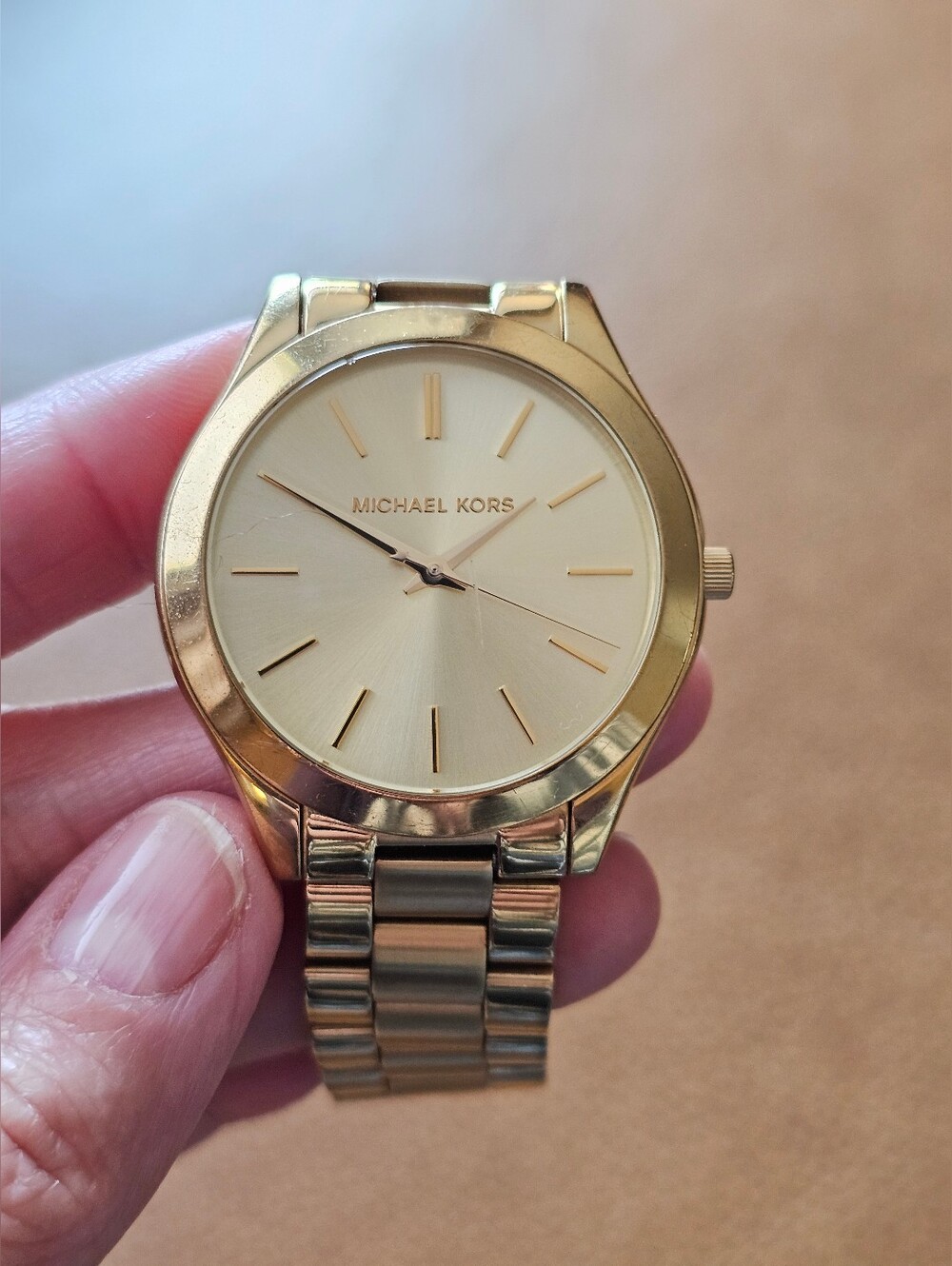 Michael Kors Slim Runway Gold-Tone Stainless Steel Watch. MK-3179 Analog, Unisex